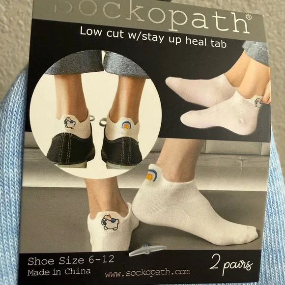 Blue and black low cut fun face socks with stay up heel tab NWT - Picture 5 of 6